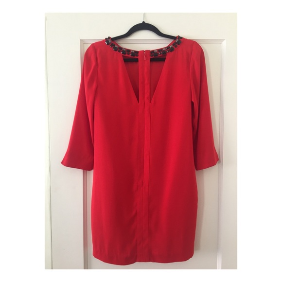 Red shift dress, London designer, size XS-S, 2-4 - Picture 3 of 5